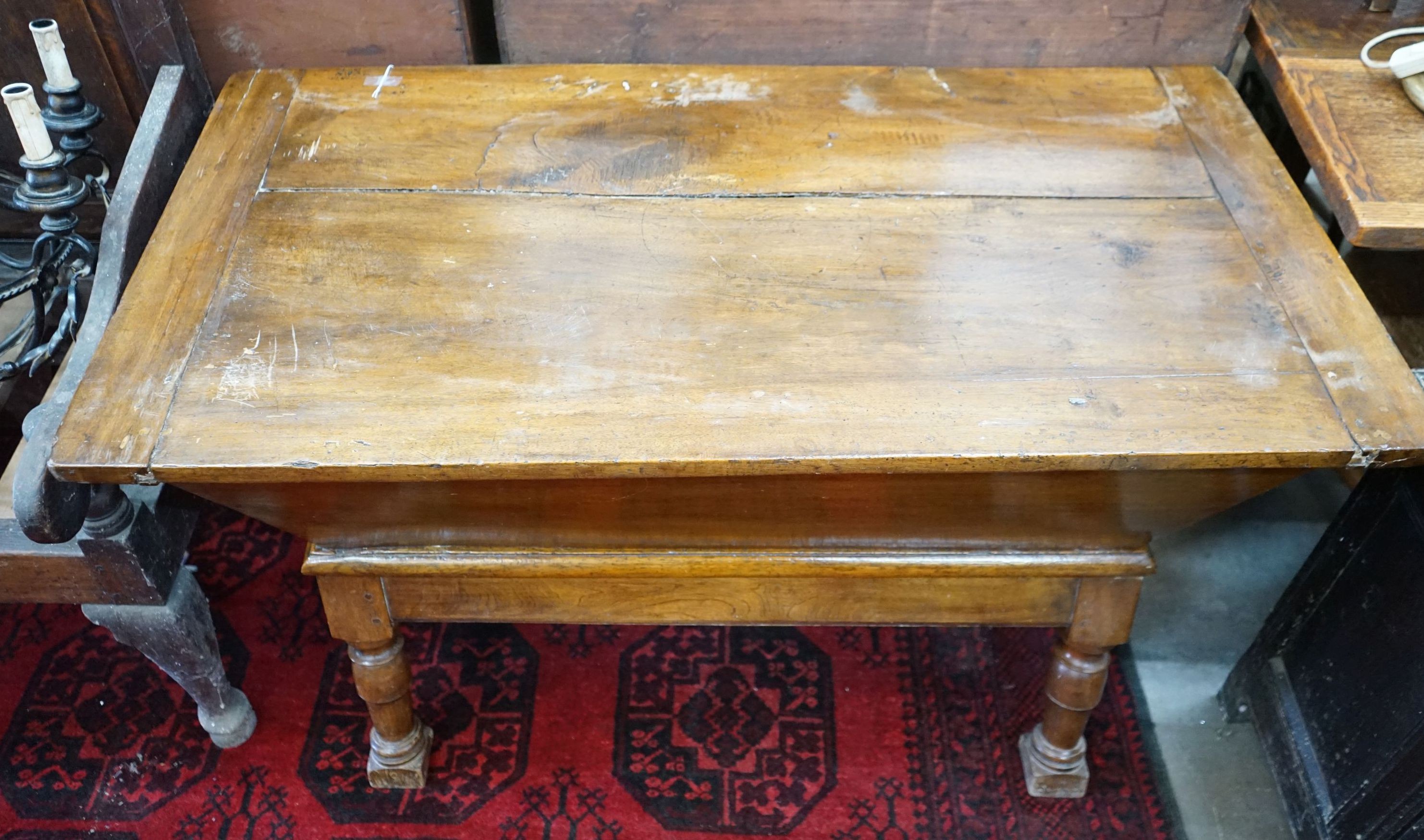 A 19th century rectangular walnut dough bin with zinc lined interior, width 121cm, depth 63cm, height 71cm